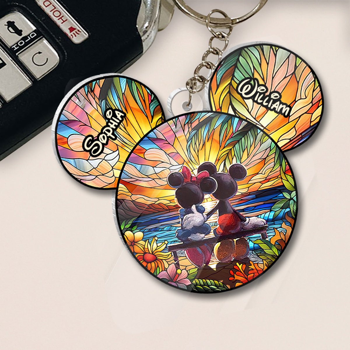 Personalized Acrylic Mouse Keychain Custom Names Gift for Couples