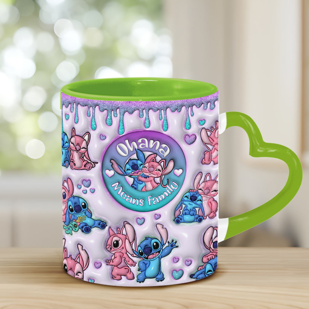 Personalized Heart Handle Mug Ohana Means Family Gift
