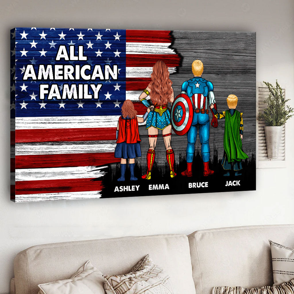 Personalized Family Canvas Wall Art Custom Names USA Gift