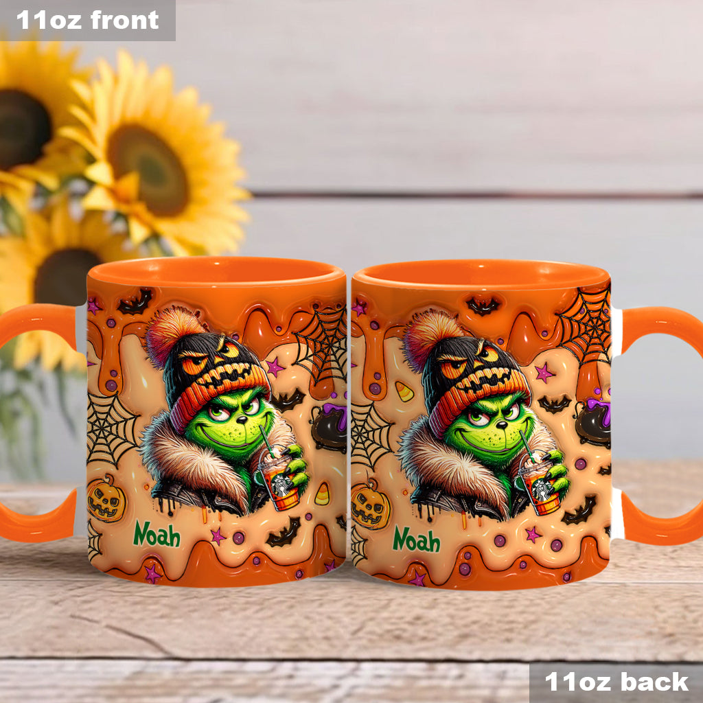 Personalized Halloween Grinch Accent Mug Custom Name Gift