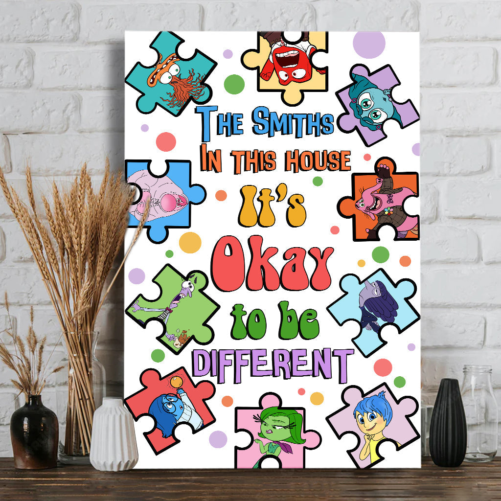 Personalized Puzzle Theme Canvas Print It's Okay to Be Different