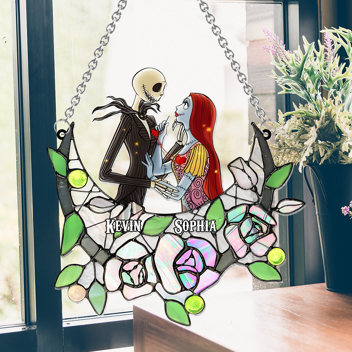 Personalized Nightmare Suncatcher Ornament with Roses for Home Decor