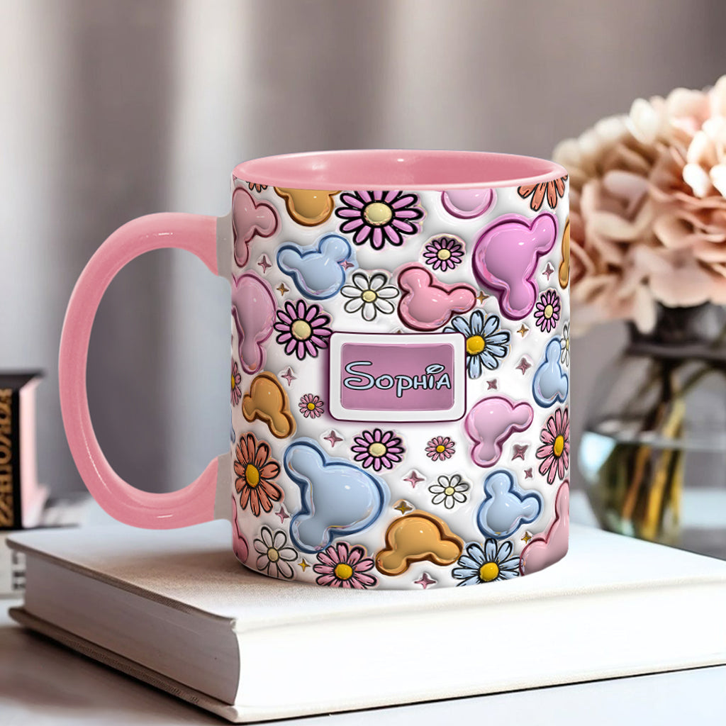 Personalized Disney Floral Accent Mug with Custom Name Gift for Mom