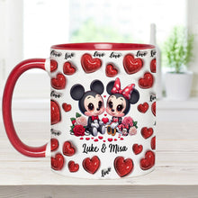 Load image into Gallery viewer, Personalized Couple Heart Mug with Custom Names for Anniversary Gift

