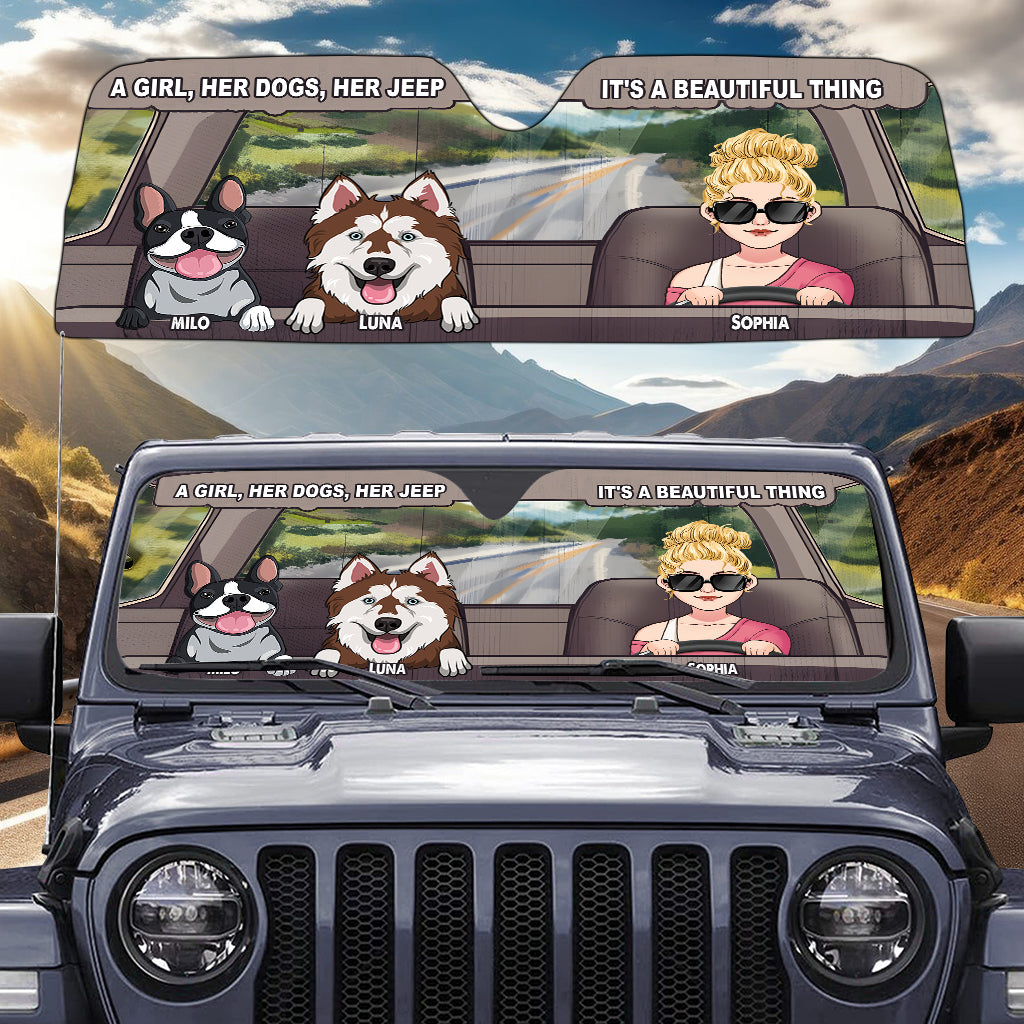 Personalized Dog Car Sunshade Custom Name Gift for Dog Lovers
