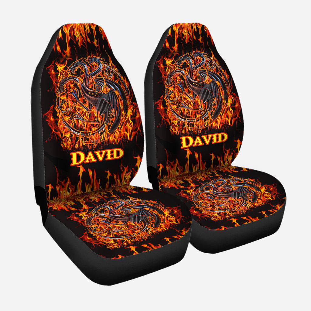 Personalized Fire Dragons Seat Covers Custom Name Gift for Car
