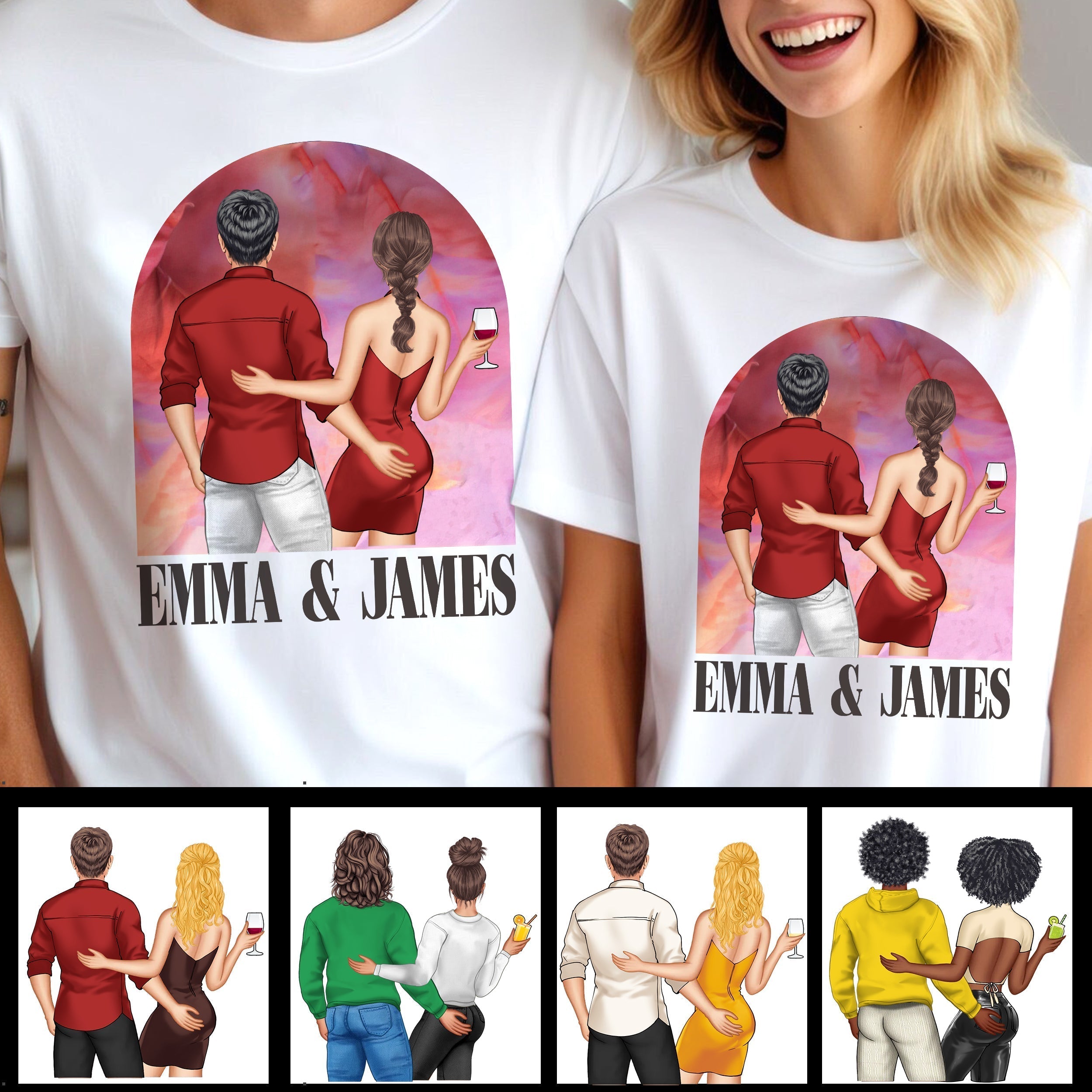 Personalized Couple T-Shirt & Hoodie Unique Gift for Anniversary or Valentine's Day
