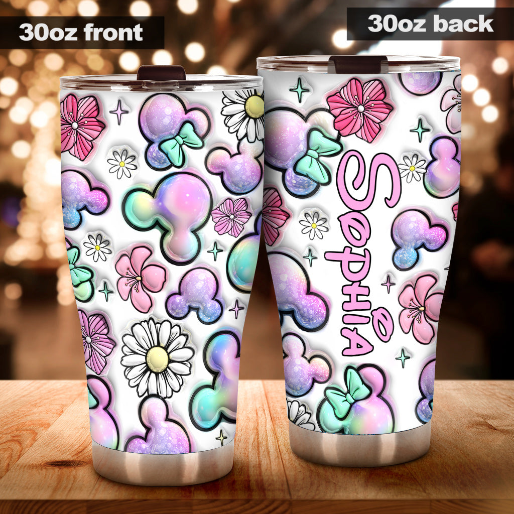 Personalized Tumbler with Puffy Mouse Ears Design Gift Idea