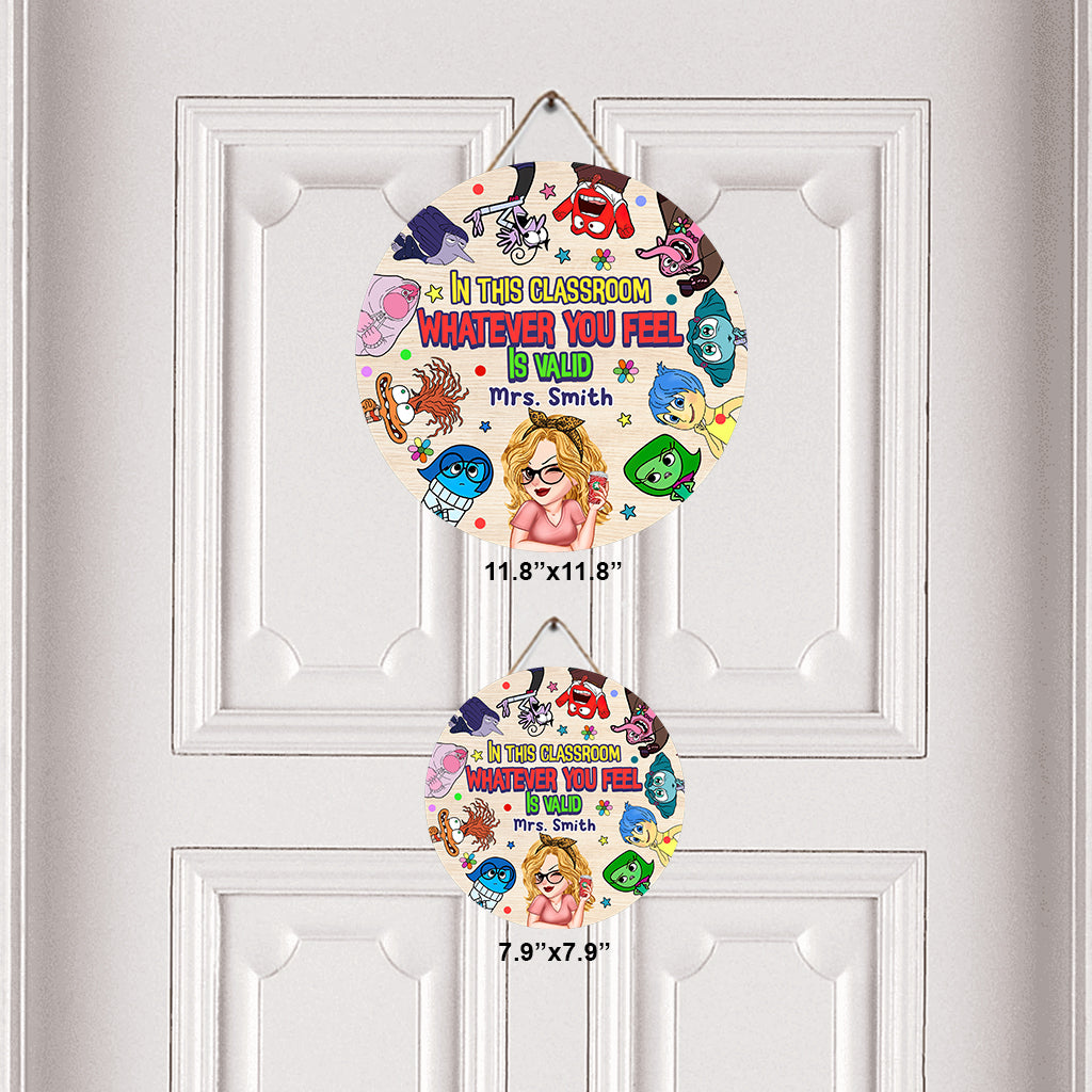 Personalized Classroom Round Wood Sign Custom Name Gift for Teacher