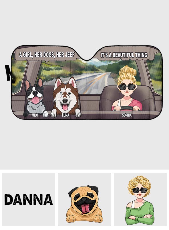 Personalized Dog Car Sunshade Custom Name Gift for Dog Lovers