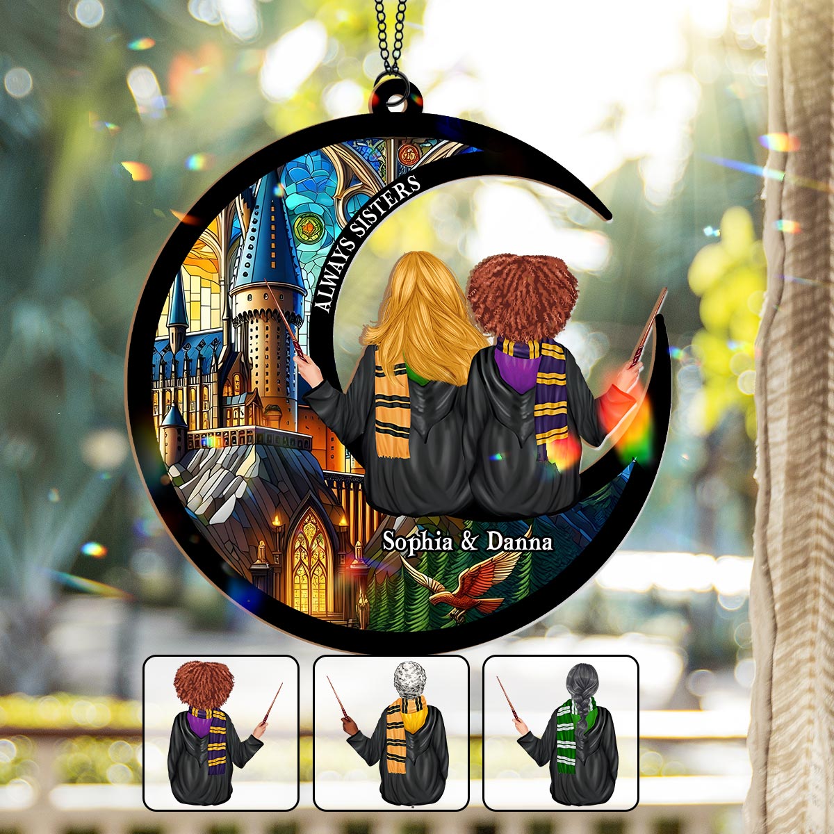 Personalized Always Sisters Suncatcher Ornament Gift for Besties