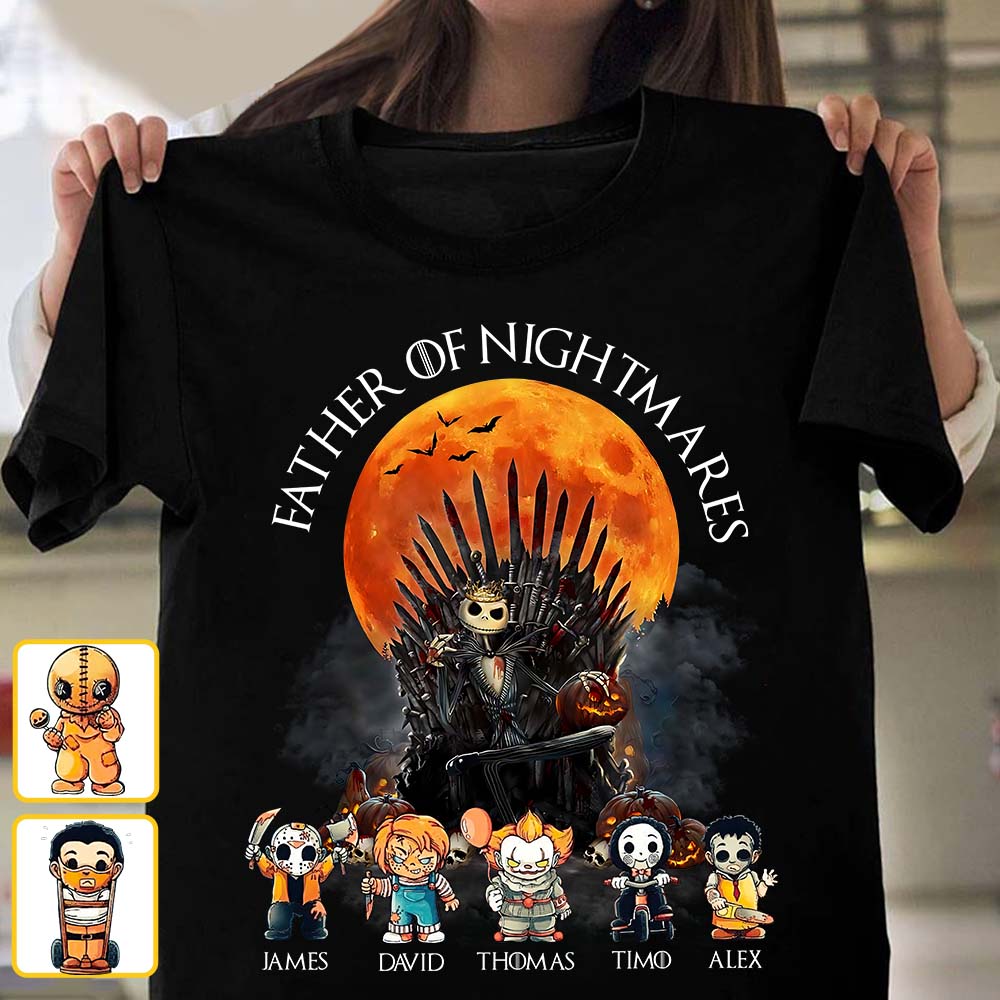Personalized Father T-Shirt and Hoodie with 4 Character Design