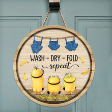 Load image into Gallery viewer, Personalized Round Wood Sign Wash Dry Fold Design Gift for Family
