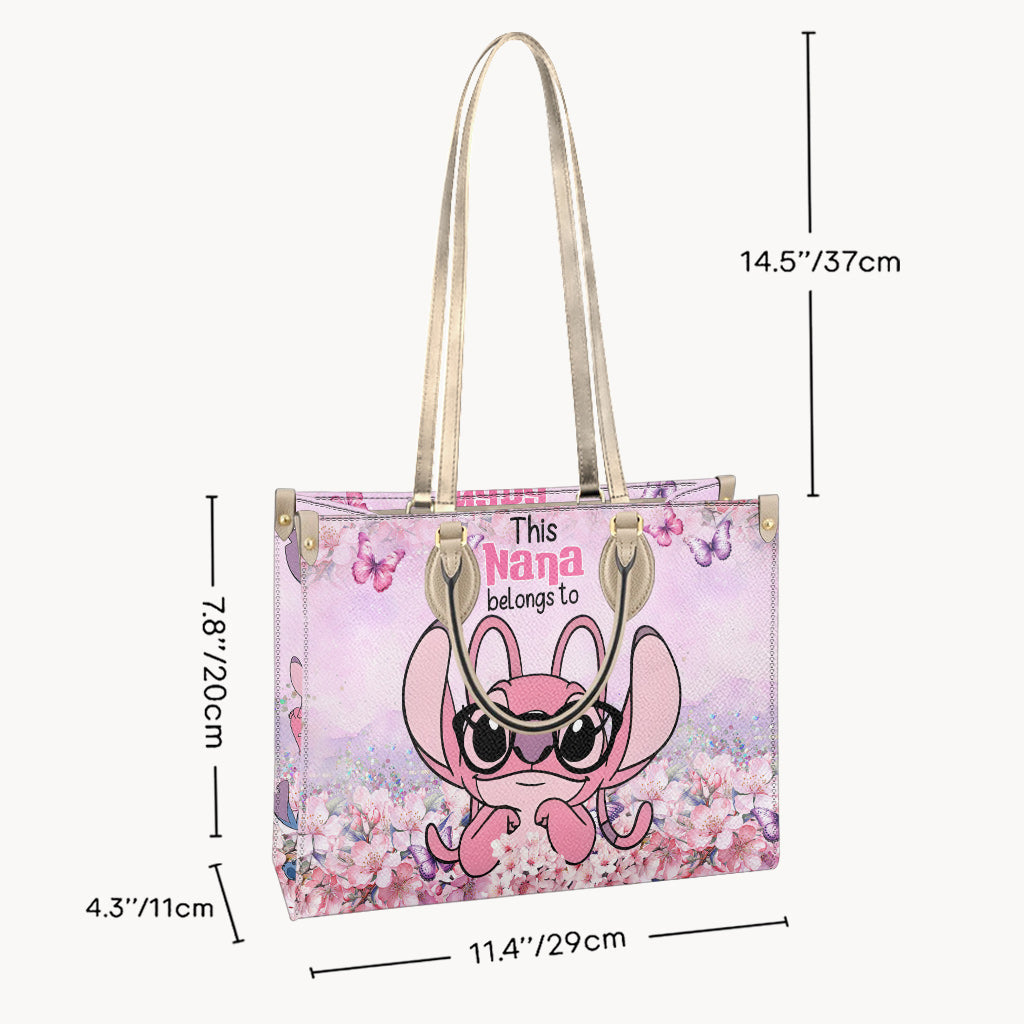 Personalized Leather Handbag with Ohana Design for Grandma - Unique Gift