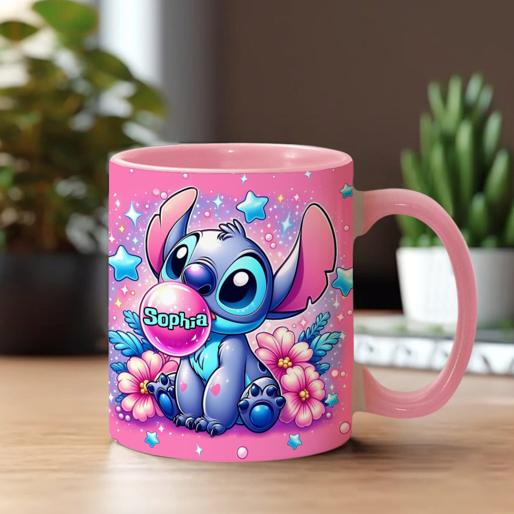 Personalized Pink Accent Mug Custom Name Gift for Birthday