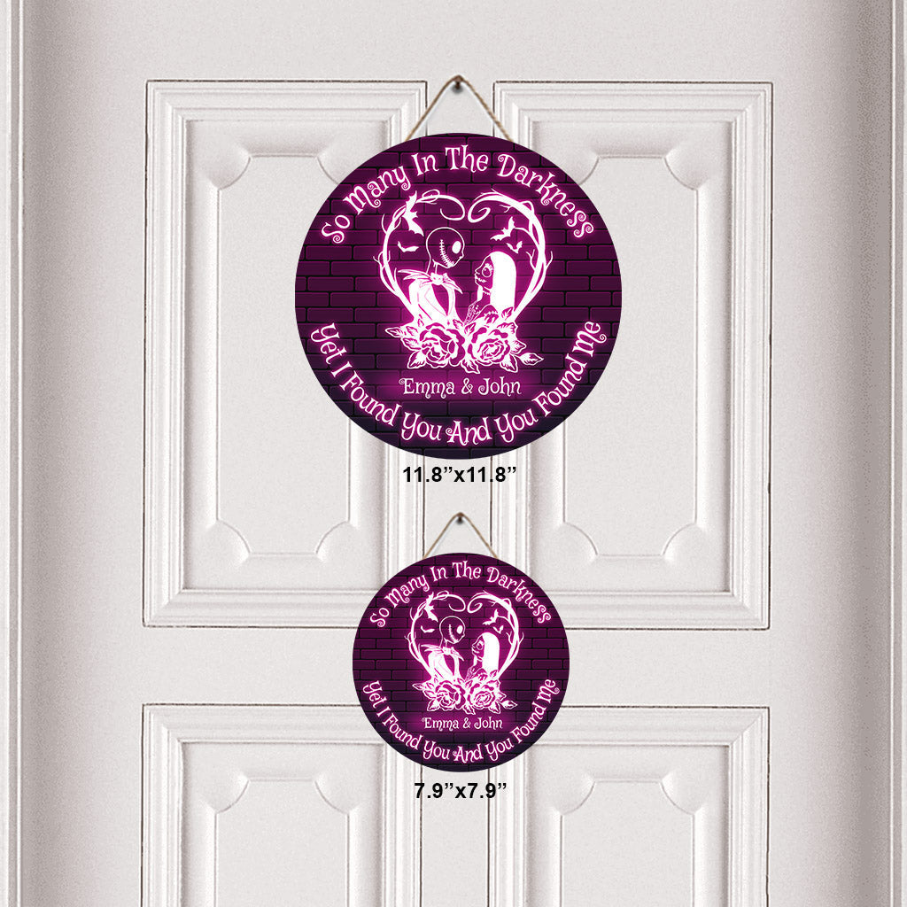 Personalized Halloween Round Wood Sign Custom Name Gift for Couple