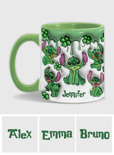 Load image into Gallery viewer, Personalized Lucky Shamrock Accent Mug Custom Name Gift
