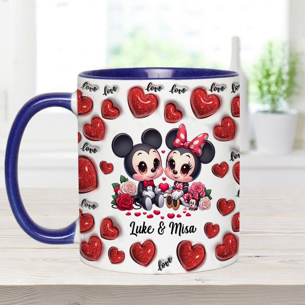 Personalized Couple Heart Mug with Custom Names for Anniversary Gift