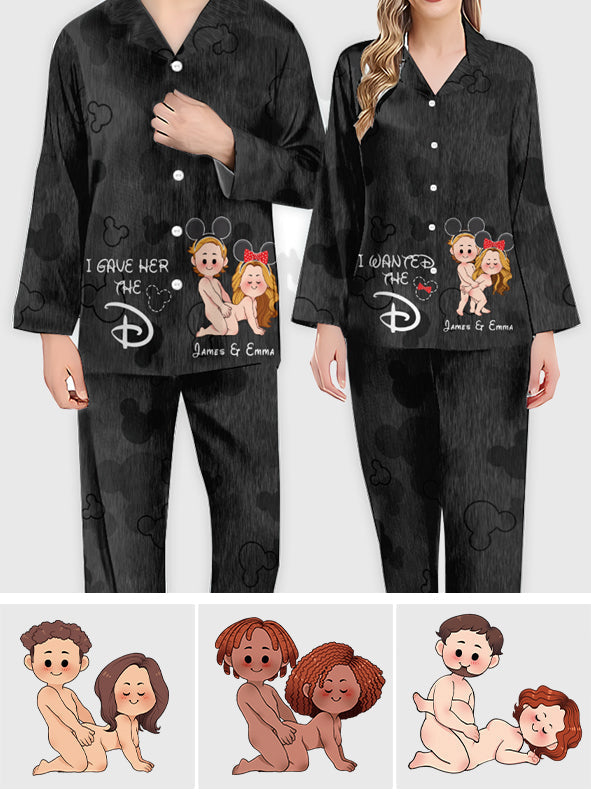 Personalized Satin Pajama Set for Couples with Custom Names & Design