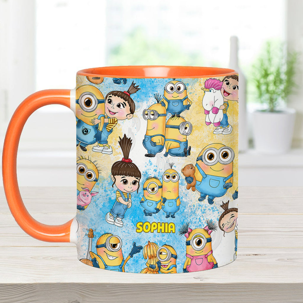Personalized Yellow Monster Accent Mug for Kids - Custom Name Gift