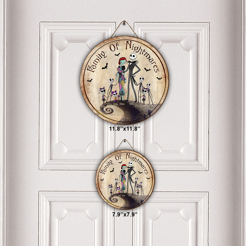 Personalized Round Wood Sign Family Of Nightmares Decor Gift