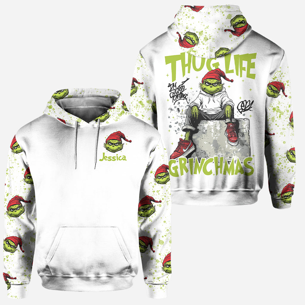 Personalized Grinch Hoodie & Leggings Set Custom Name Gift for Christmas