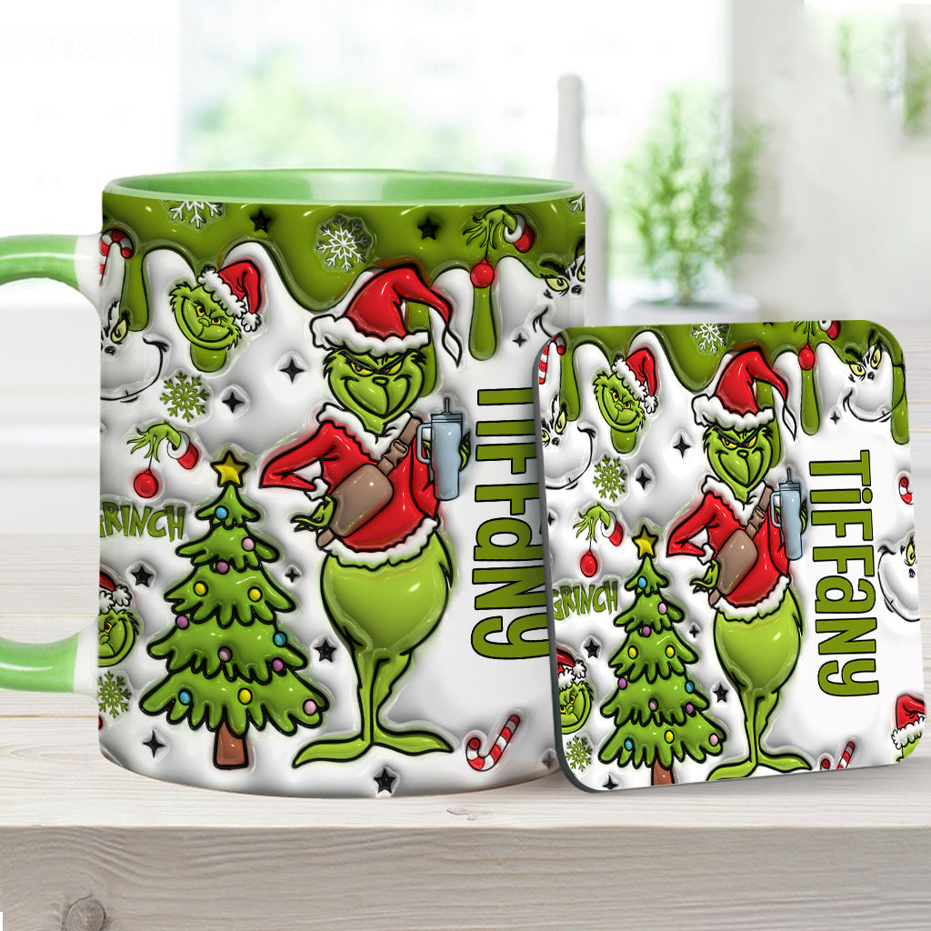 Personalized Grinch Accent Mug Custom Name Gift for Christmas