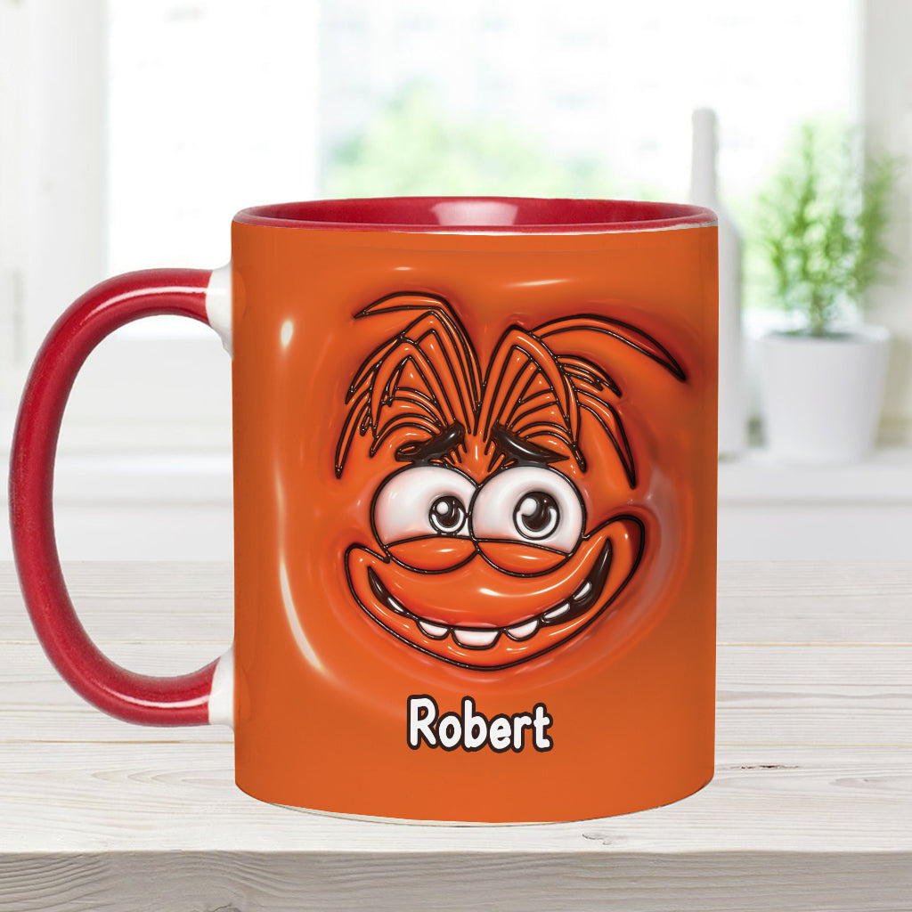 Personalized Two-Tone Accent Mug with Emotive Character - Custom Name Gift