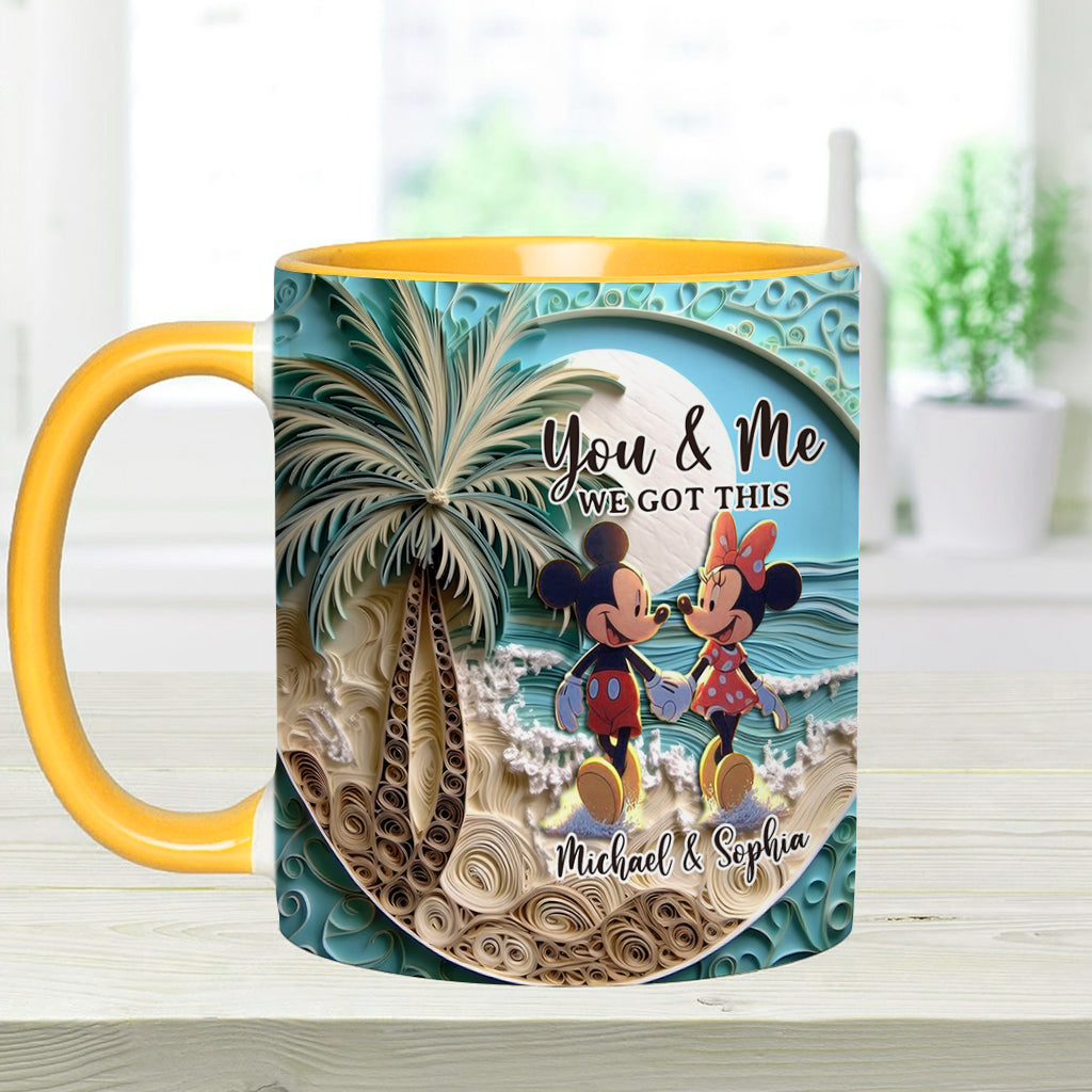 Personalized Couple Beach Scene Accent Mug Custom Names Gift