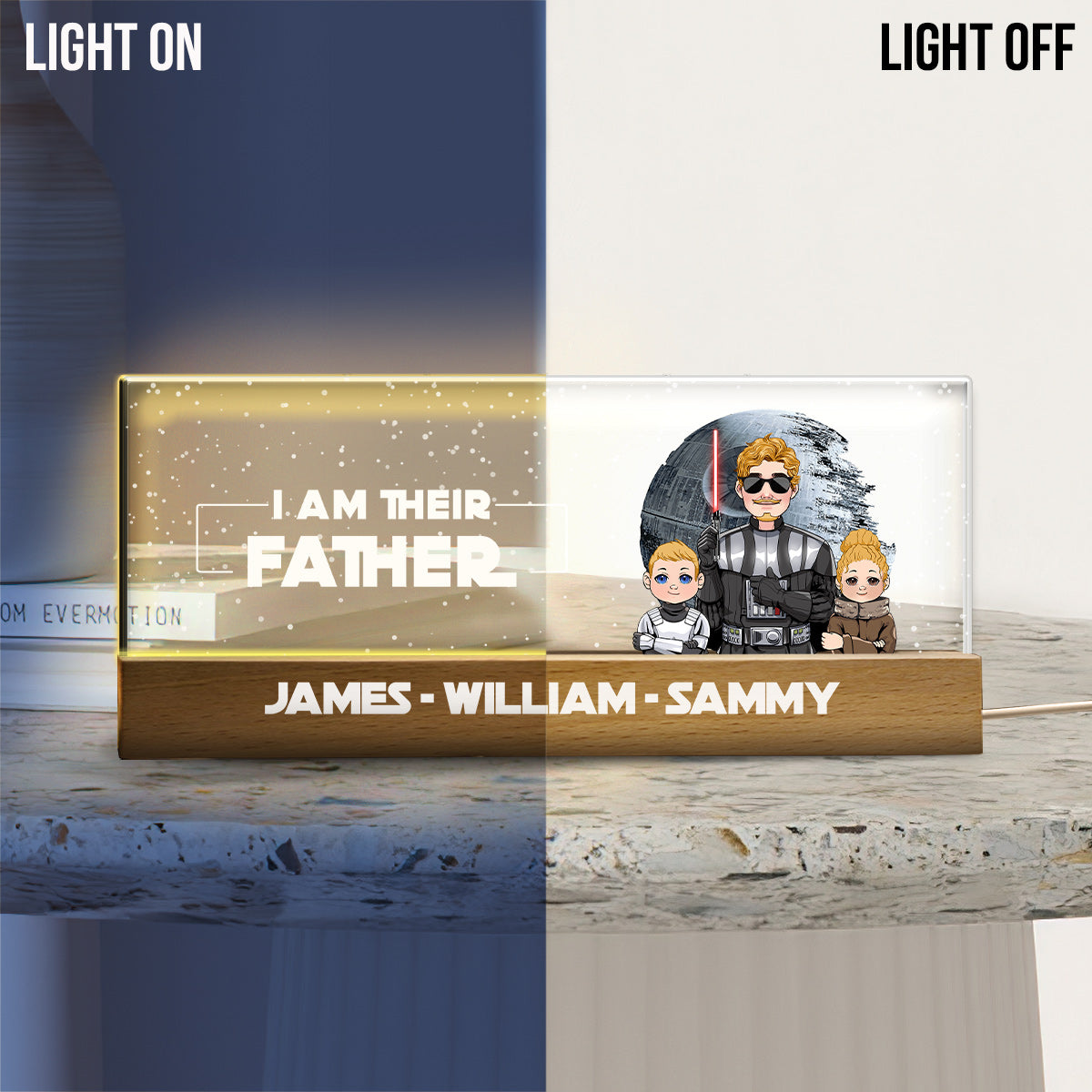 Personalized LED Night Light Custom Name Gift for Dad