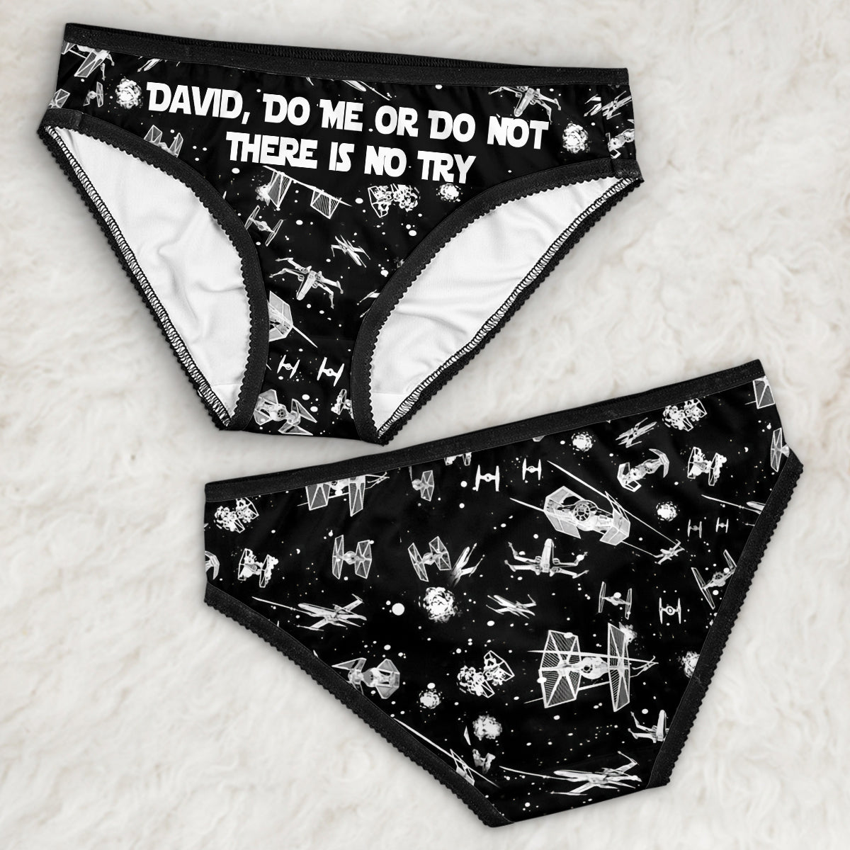 Personalized Lace Border Women Briefs Custom Text Gift for Her