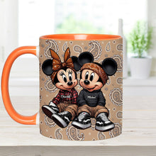 Load image into Gallery viewer, Personalized Mouse Couple Accent Mug Custom Name Gift for Anniversary
