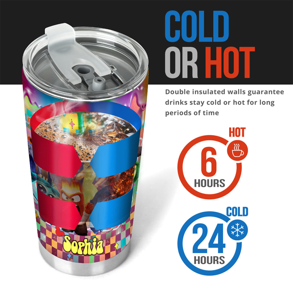 Personalized Tumbler with Custom Name & Colorful Design for Kids