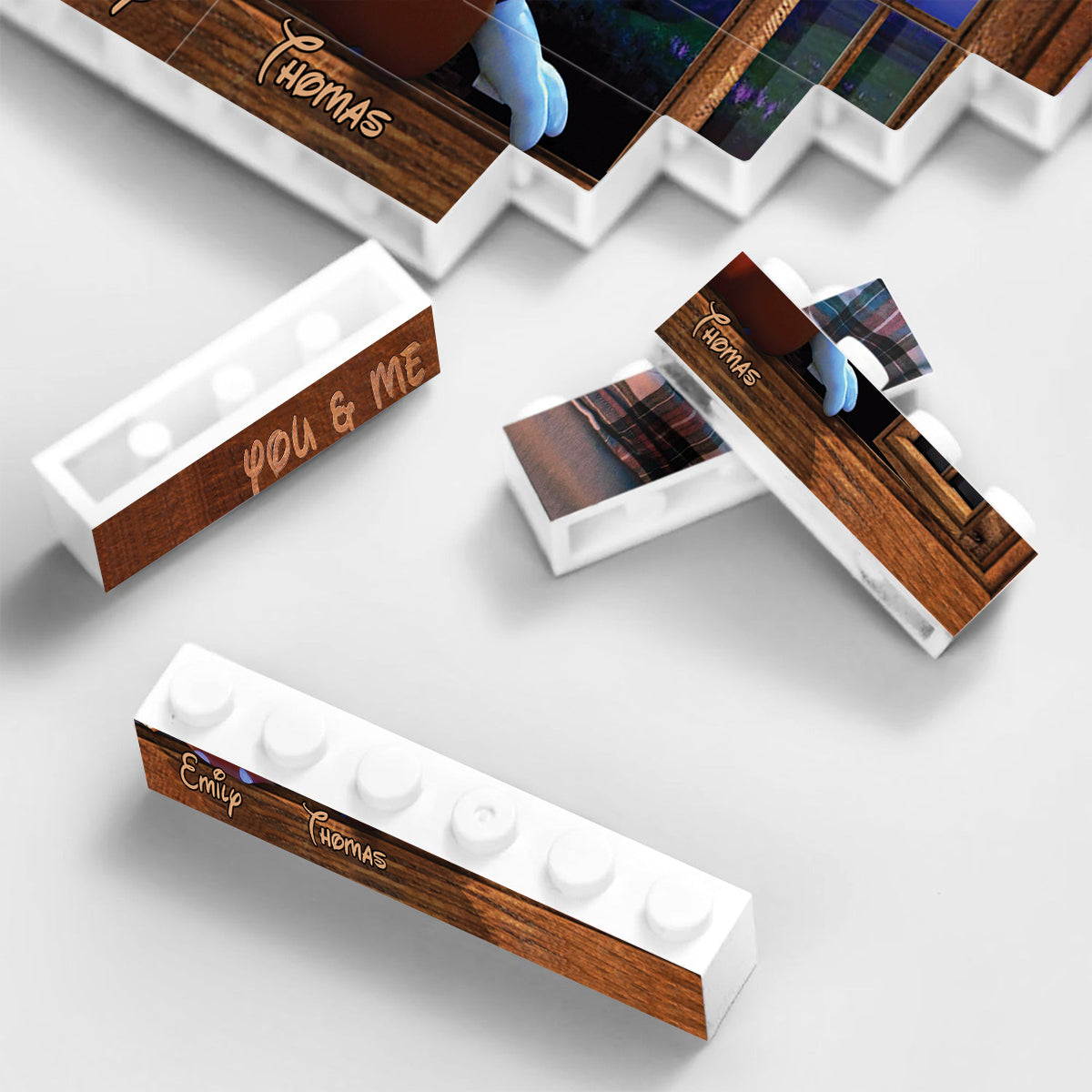 Personalized One-Sided Rectangle Building Brick Blocks for Couples