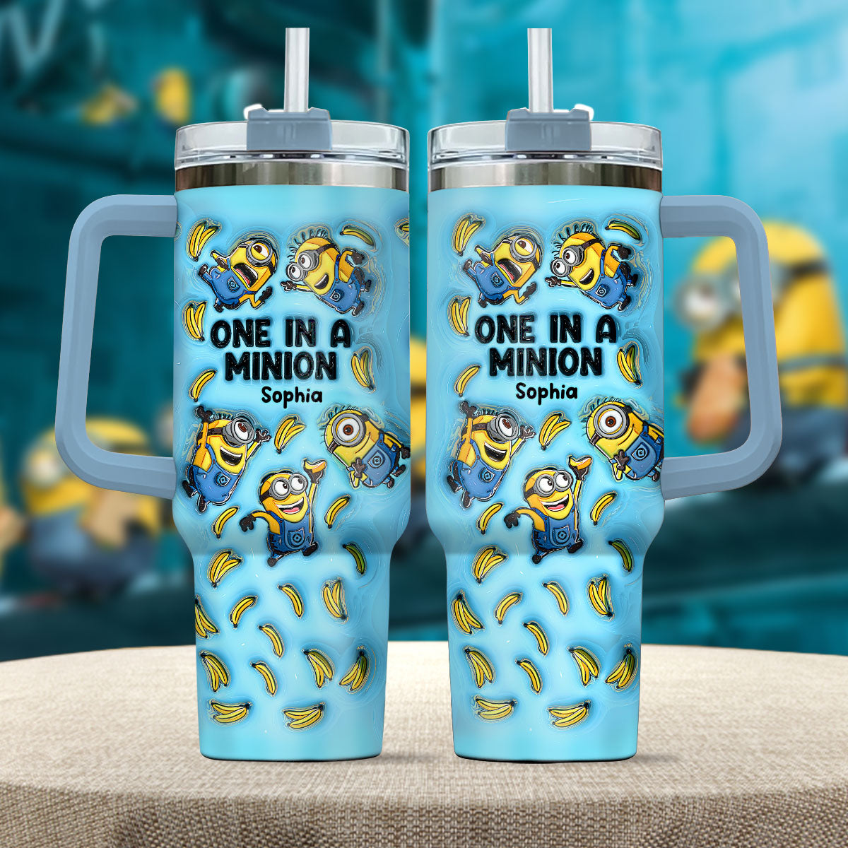 Personalized Minion Tumbler with Handle - Custom Name Gift