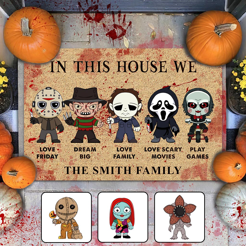 Personalized Scary Movies Doormat Custom Name Housewarming Gift