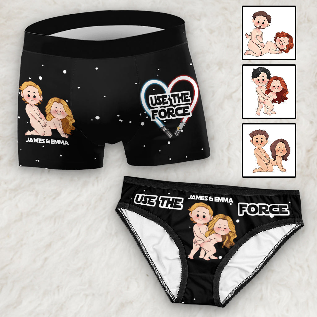 Personalized Use The Force Lace Border Briefs for Couples Gift