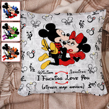 Load image into Gallery viewer, Personalized Mouse Couple Throw Pillow Custom Name Gift for Couples
