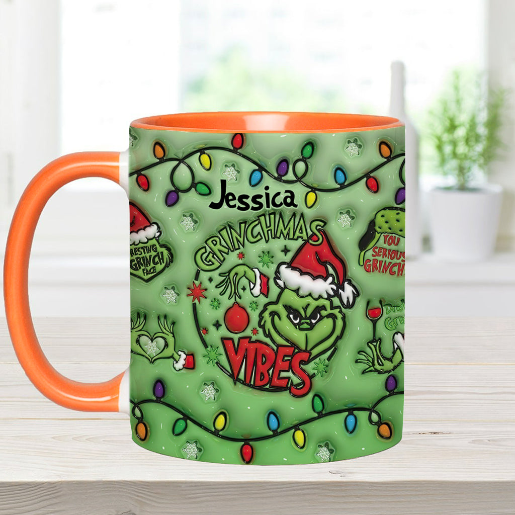Personalized Grinchmas Vibes Accent Mug Custom Name Gift