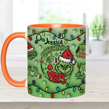 Load image into Gallery viewer, Personalized Grinchmas Vibes Accent Mug Custom Name Gift
