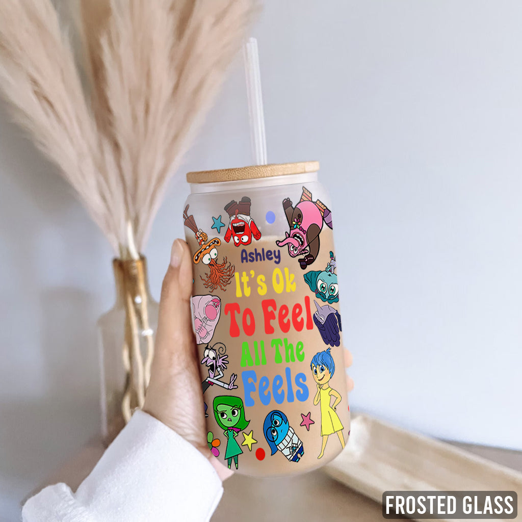 Personalized 16oz Can Glass with Straw Custom Name Gift