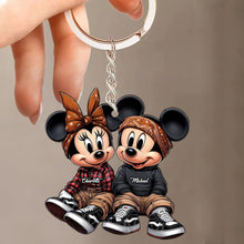 Load image into Gallery viewer, Personalized Chicano Mouse Keychain Custom Couple Gift
