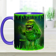 Load image into Gallery viewer, Personalized Green Ghost Accent Mug for Halloween &amp; Birthdays
