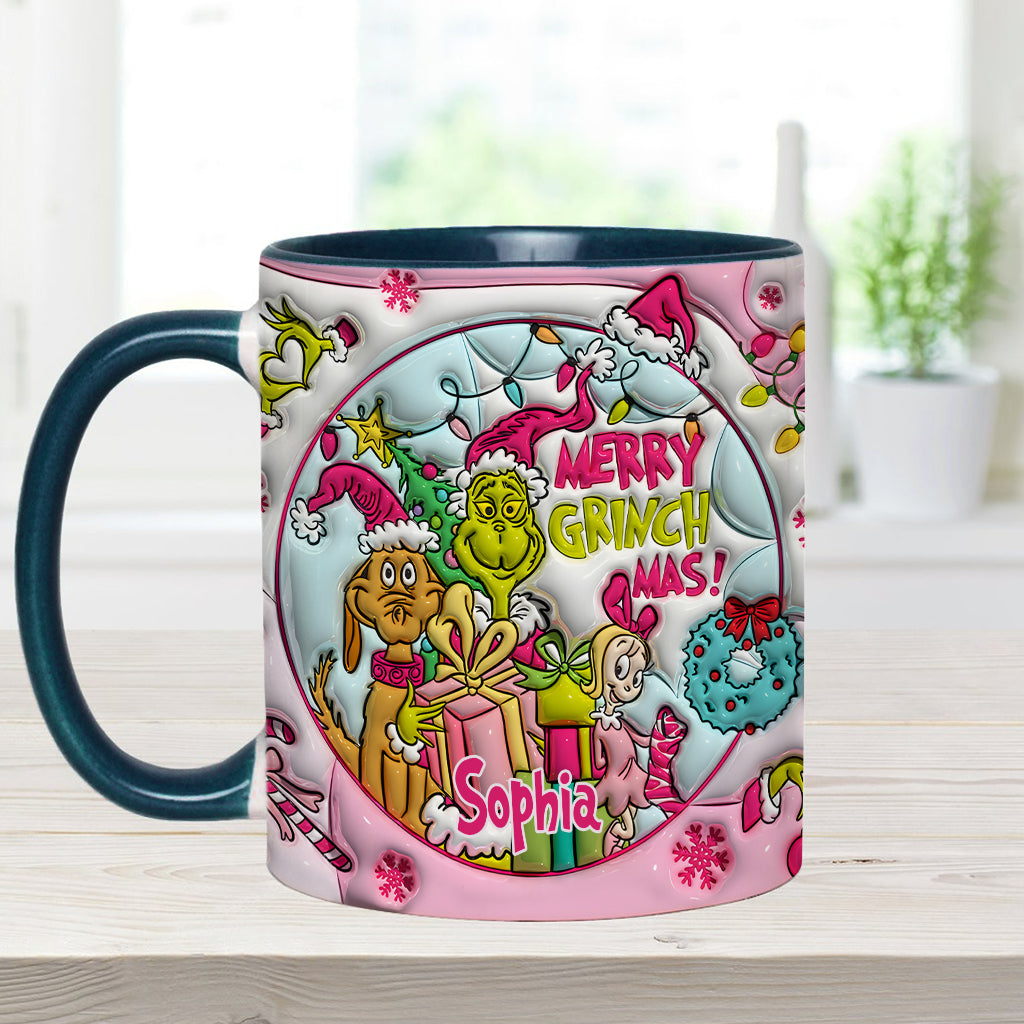 Personalized Merry Grinchmas Accent Mug Custom Name Holiday Gift
