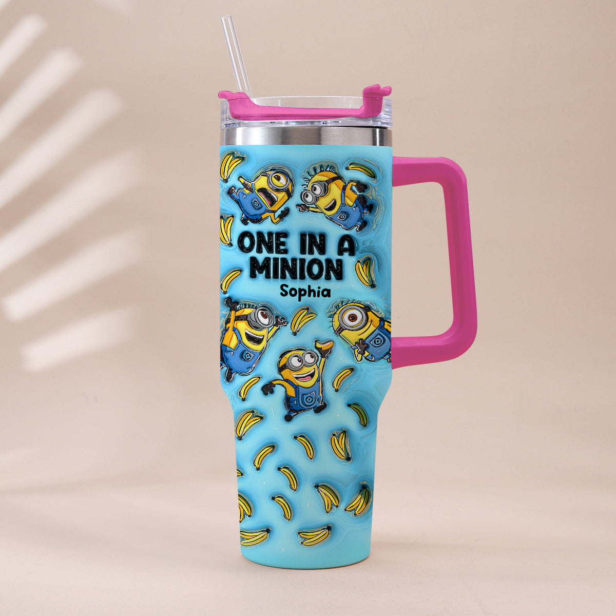 Personalized Minion Tumbler with Handle - Custom Name Gift