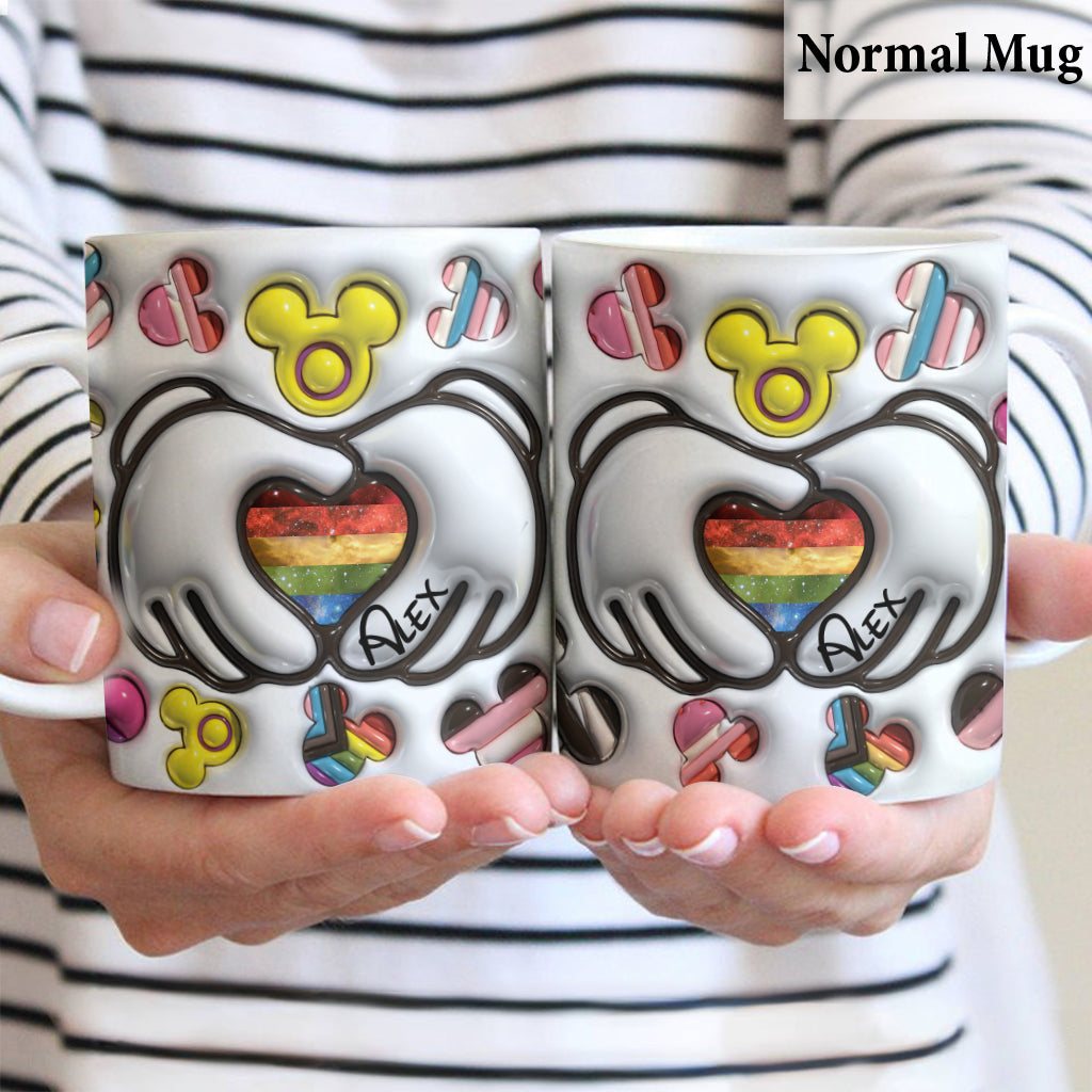 Personalized LGBT Support Mug with Custom Pride Flag Hands