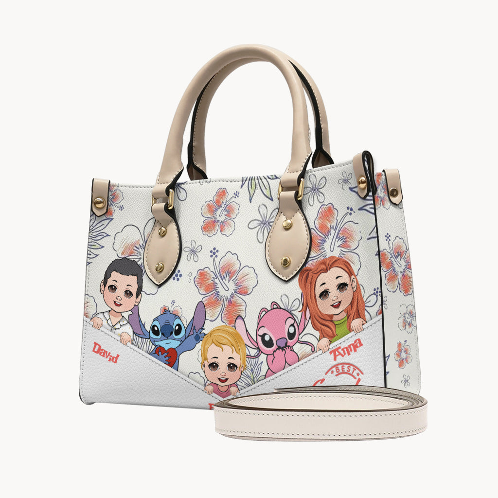 Personalized Leather Handbag for Grandma with Custom Characters