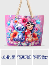 Load image into Gallery viewer, Personalized Cute Bubble Flowers Beach Bag Custom Name for Summer
