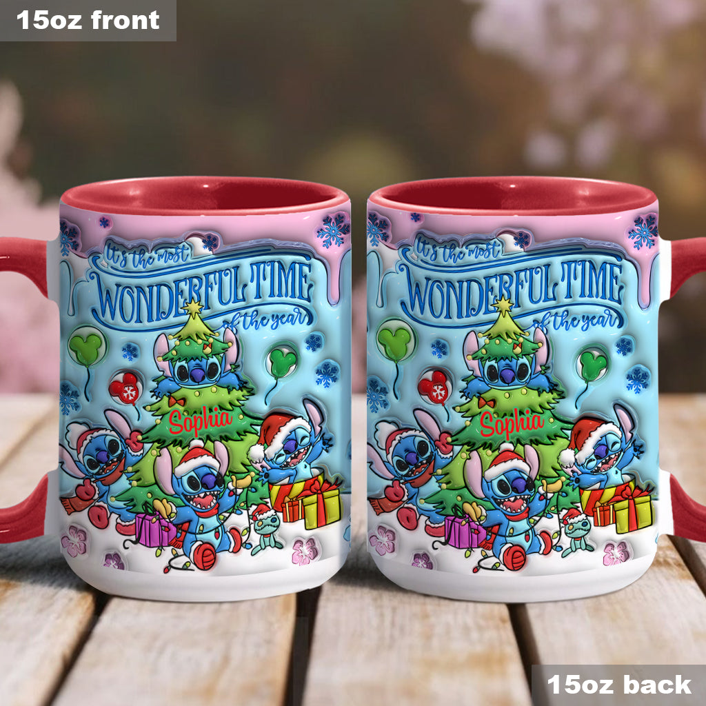 Personalized Merry Stitchmas Accent Mug Custom Name Gift for Christmas