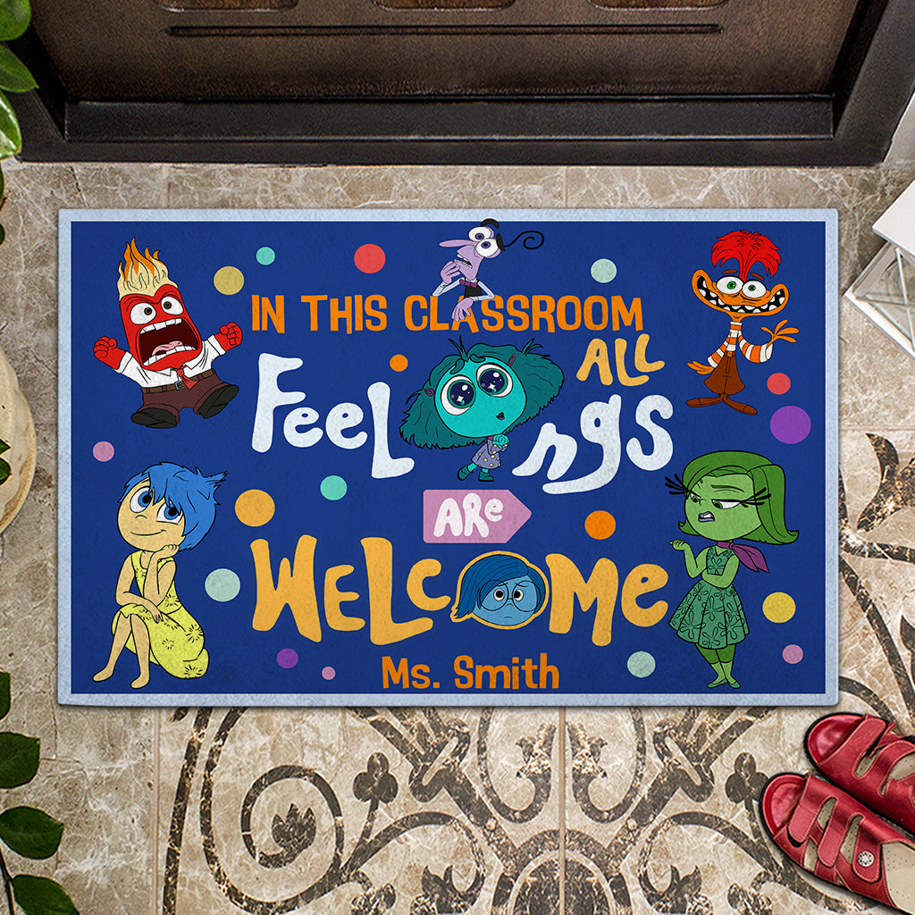 Personalized Classroom Doormat All Feelings Welcome Gift for Teacher